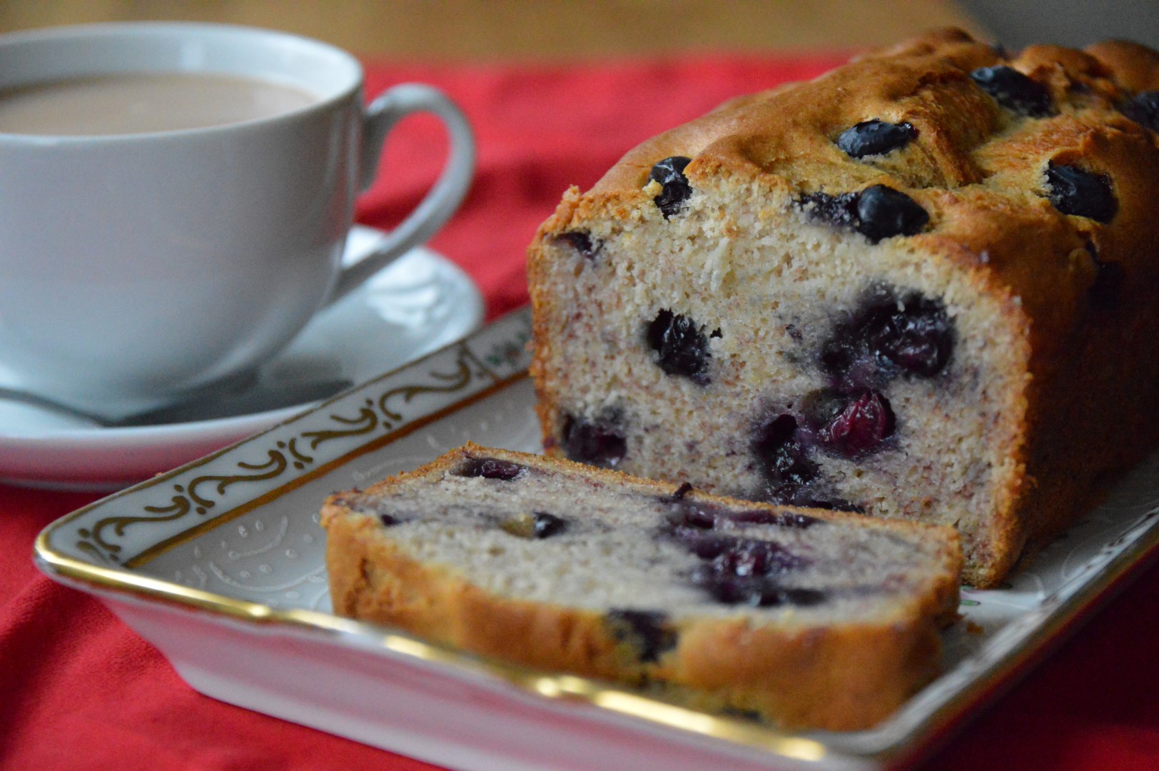 Blueberry tea loaf - gluten-free, wheat-free and deliciously light sponge bursting with fresh blueberries! www.intolerantgourmand.com