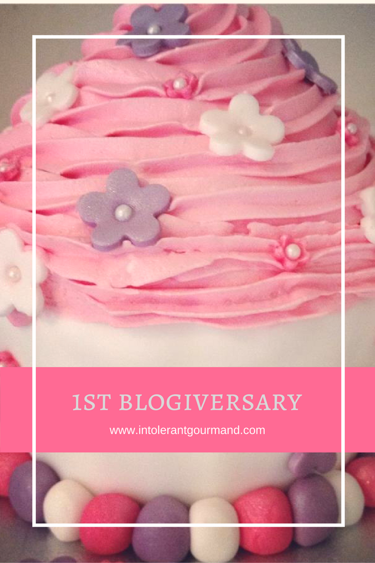1st blogiversary photo - it's been a whole year since we went self hosted to bring you even more free from recipes which are dairy-free, wheat-free, gluten-free, egg-free, nut-free and more! www.intolerantgourmand.com