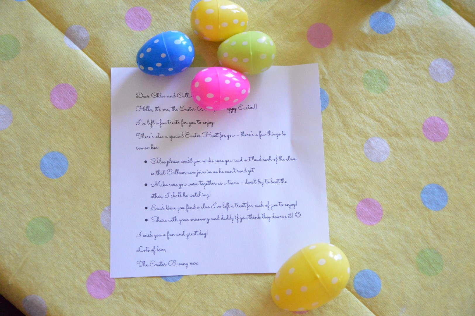 Easter bunny letter