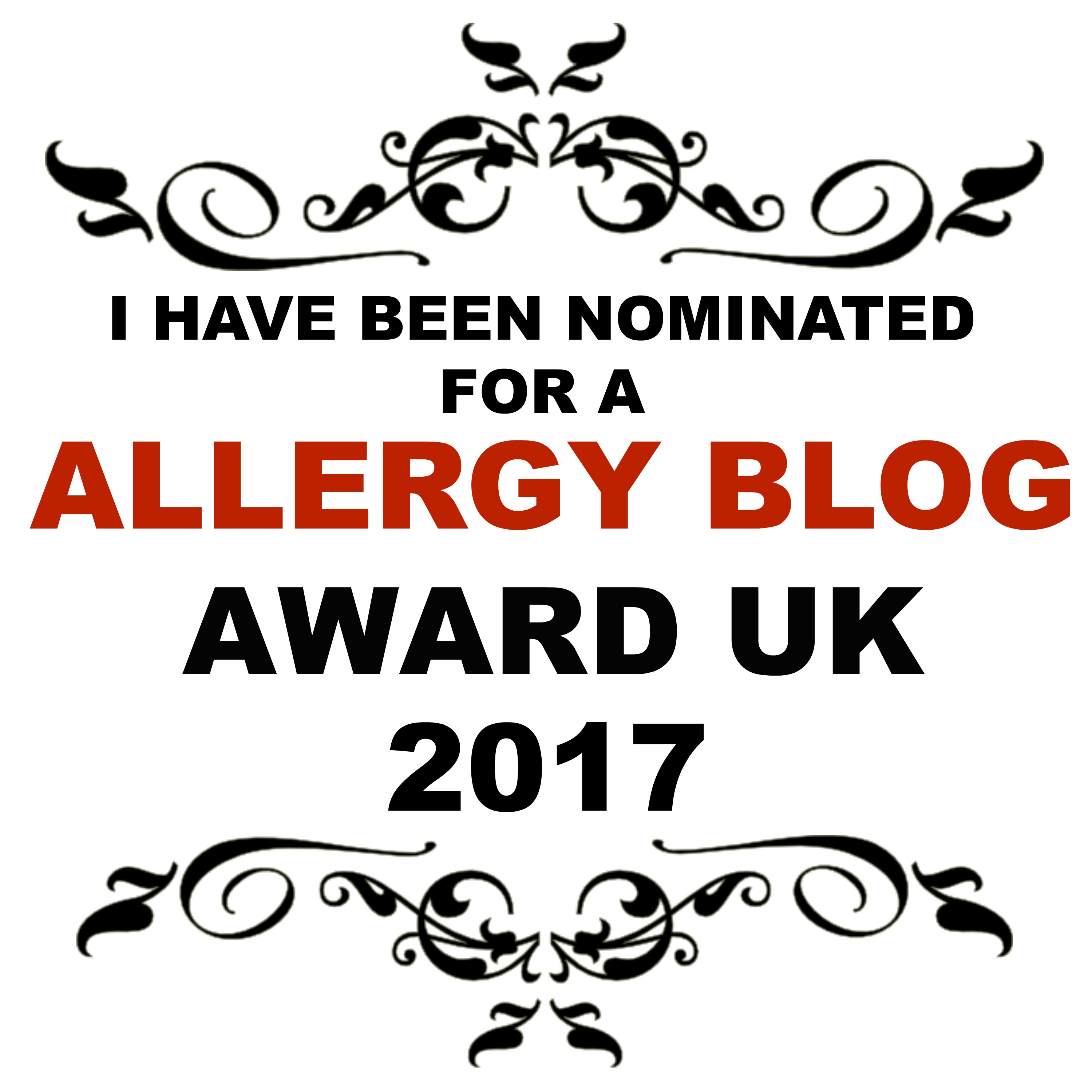Allergy Blog Award - nominated in Allergy Blog of the Year and also Free From Recipe