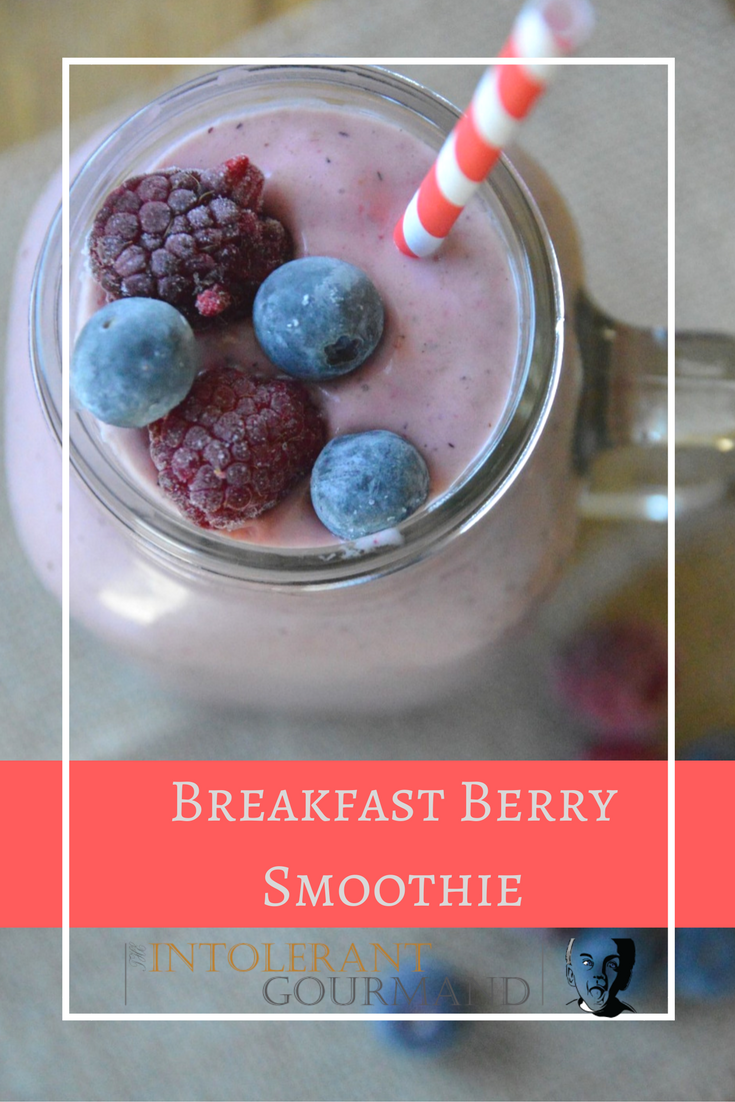 Breakfast Berry Smoothie - packed full of blueberries & raspberries