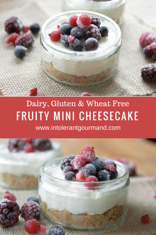 Fruity mini cheesecake - creamy cheesecake topped with tangy fruit. Dairy-free, wheat-free, gluten-free and more! www.intolerantgourmand.com