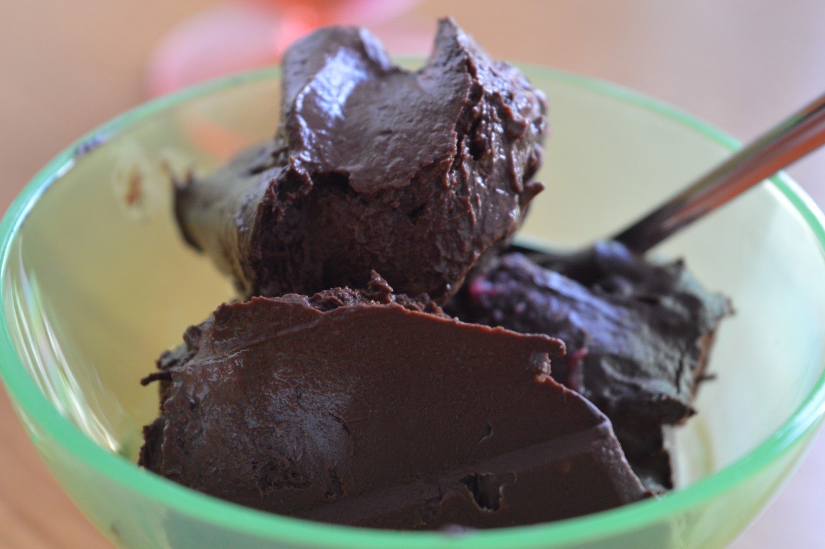 Chocolate ice cream - gluten-free, wheat-free, egg-free, dairy-free. A delicious creamy ice cream that you would never guess is healthy and allergy safe! www.intolerantgourmand.com