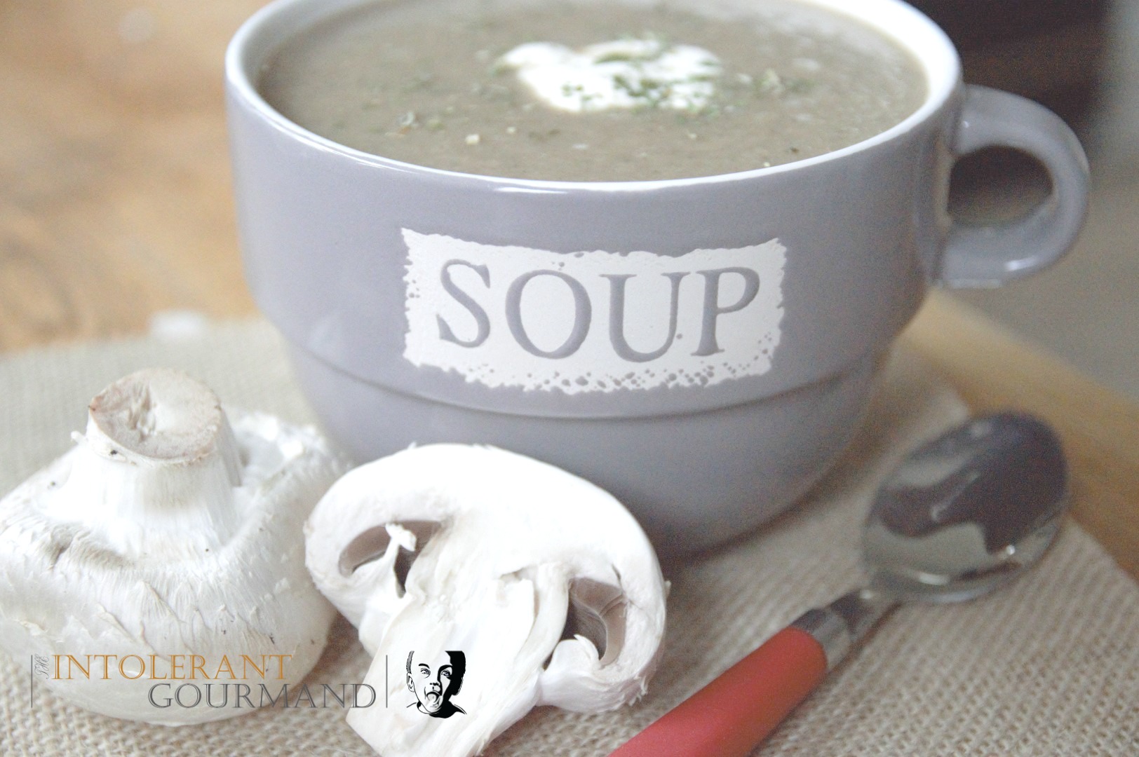 Free from mushroom soup - naturally dairy-free, wheat-free, gluten-free, and suitable for vegans. A deliciously hearty and healthy soup, packed full of nutrients, and quick to make too! www.intolerantgourmand.com