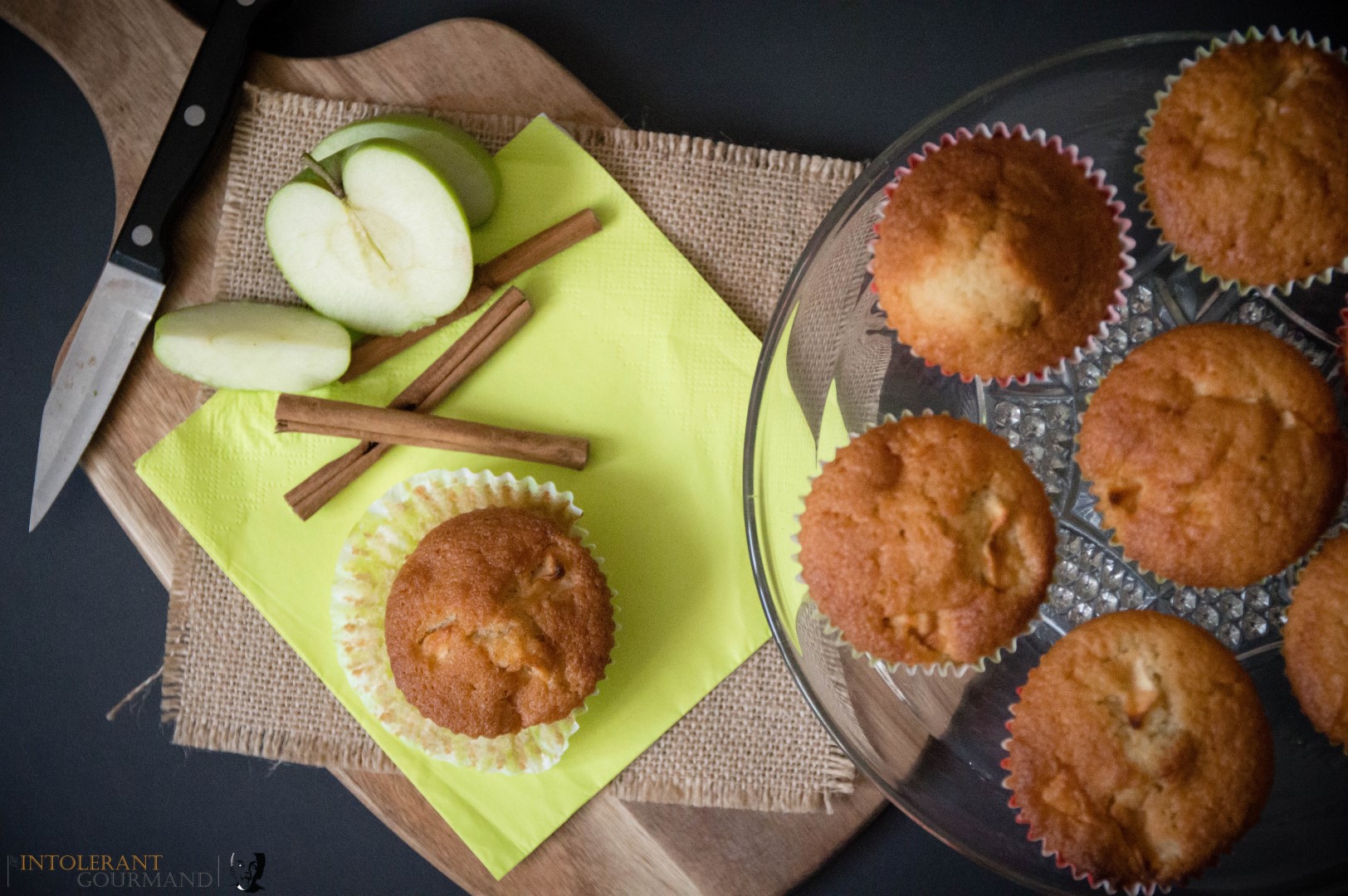 Apple Muffins gluten free and vegan - a deliciously light sponge with the warming flavours from cinnamon and other spices and the healthy and naturally sweet apples! www.intolerantgourmand.com